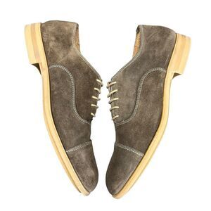 STUDIO INK Taupe Brown Suede Leather Lace Up Oxford Size 10.5